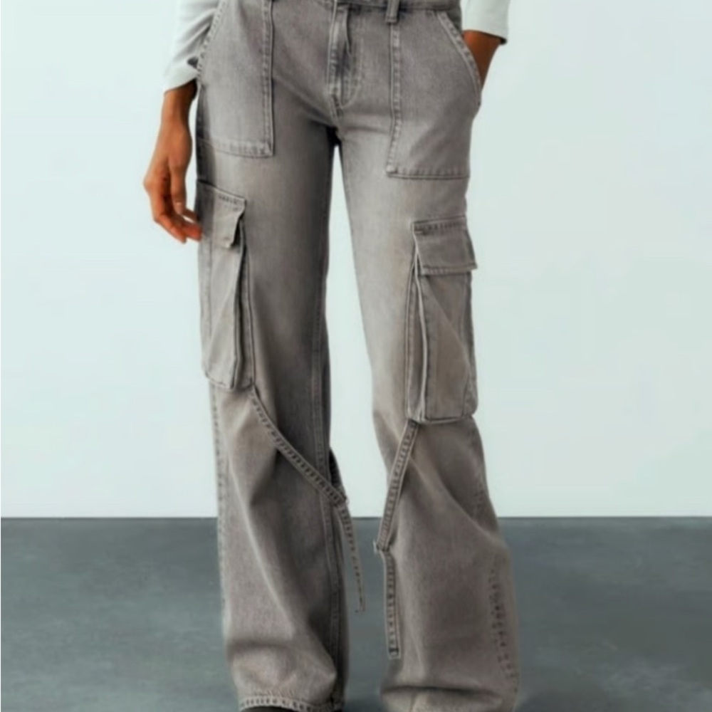 Zara Gray Cargo Jeans